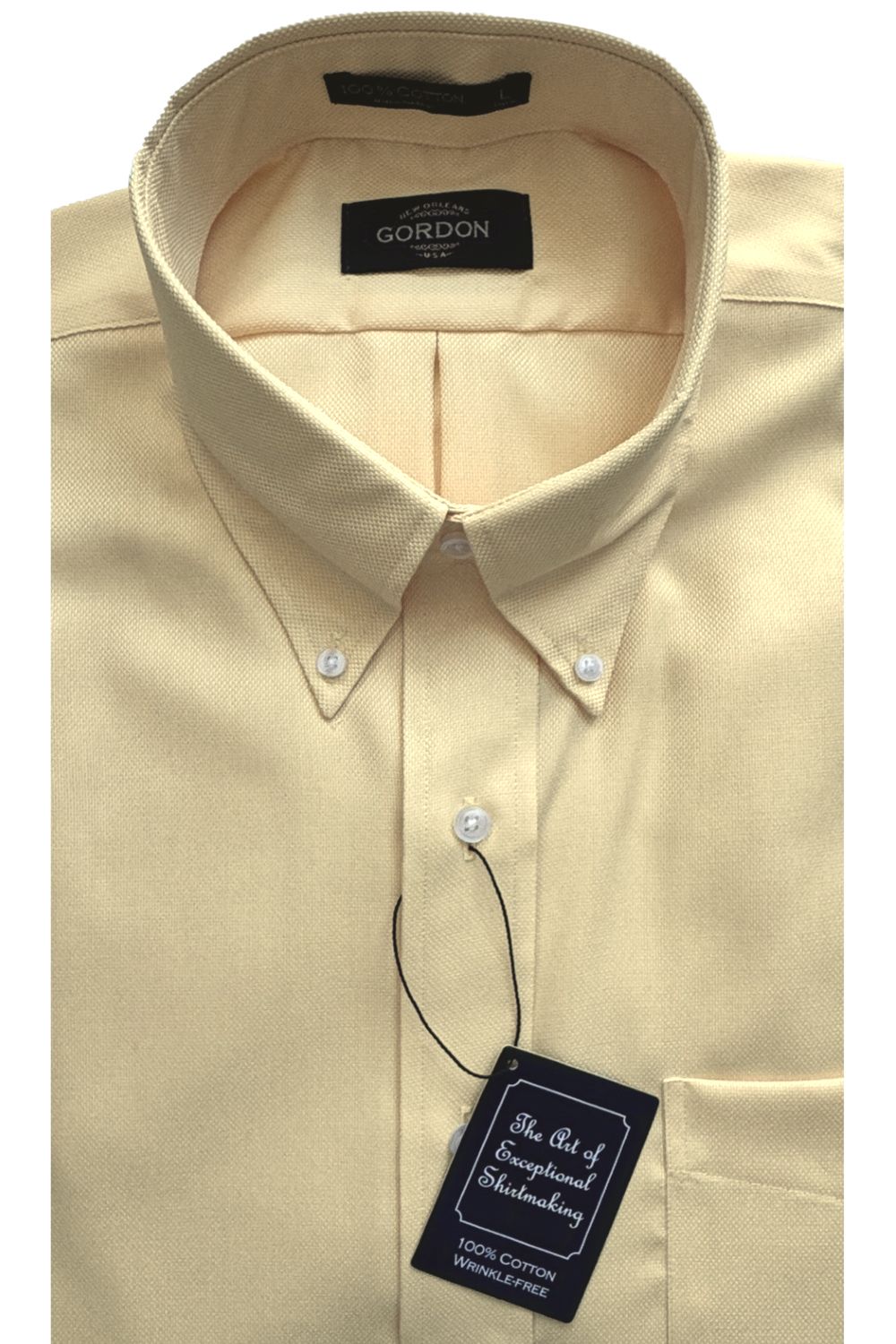 Wrinkle-Free Royal Oxford Cotton Sport Shirt in Yellow by Kenneth Gord
