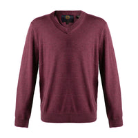 Extra Fine 'Zegna Baruffa' Merino Wool V-Neck Sweater in Ruby Wine by Viyella