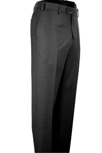 Super 110s Vitale Barberis Canonico Italian Luxury 4 Harness Wool Serge Flat Front Trouser in Charcoal (Choice of Fits) by 6 East by Ballin