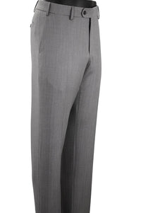 Super 130s Italian Solaro Herringbone Wool Flat Front Trouser in Grey (Choice of Fits) by 6 East by Ballin