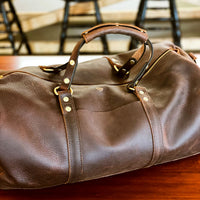 Brown Nut Dublin Leather Duffle Bag by Hooks Crafted Leather Co