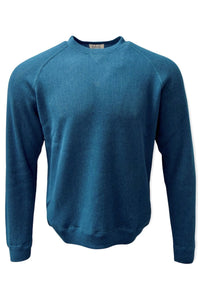 Baby Alpaca Links Knit Raglan Sleeve Sweatshirt-Style Sweater in Petrel by Blue 1899