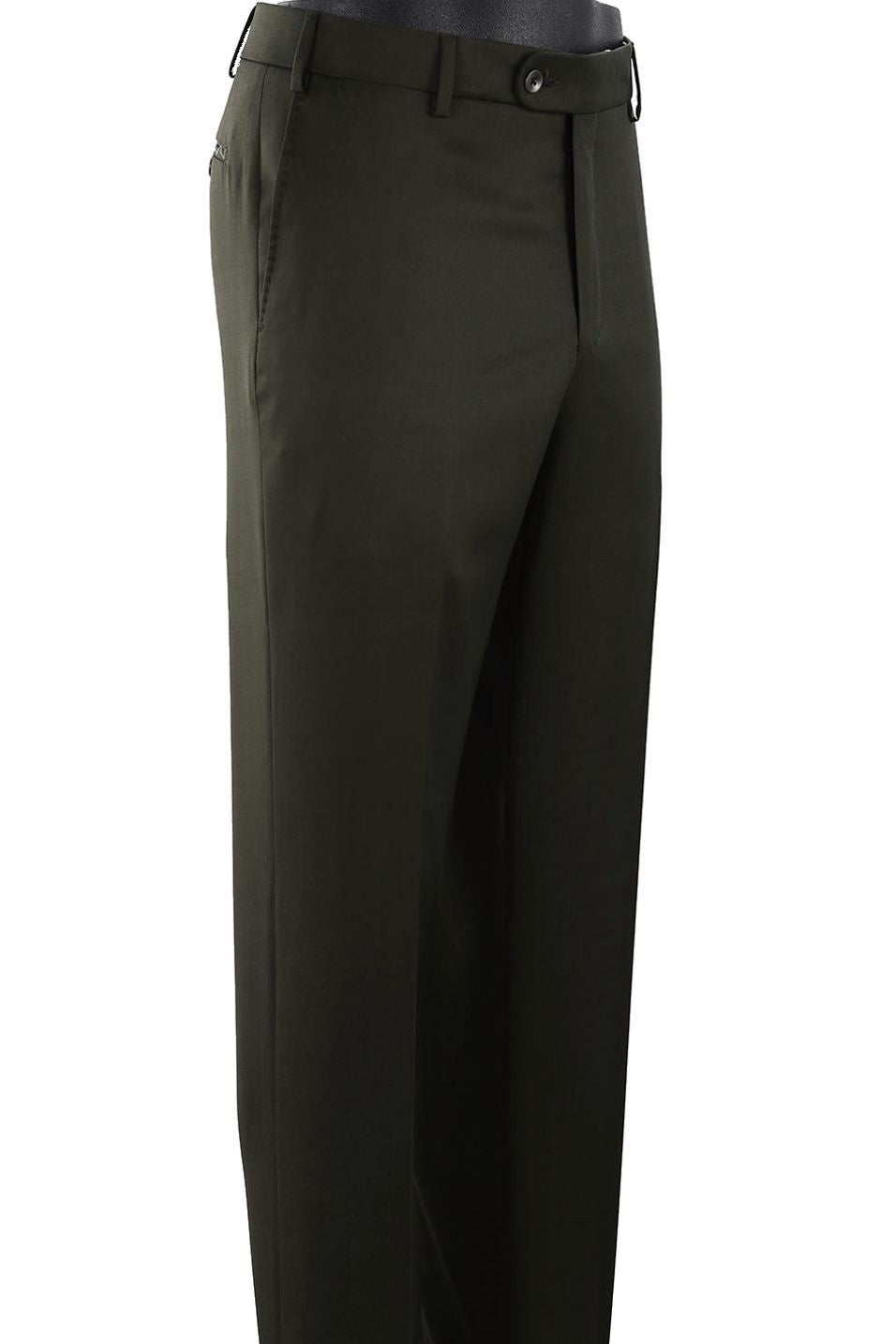 Super 110s Prunelle Wool Flat Front Trouser in Loden (Park Traditional Fit) by 6 East by Ballin