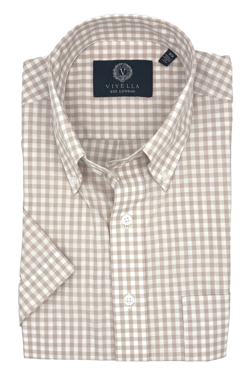 Gingham Check Short Sleeve Cotton Button-Down Sport Shirt in Choice of Colors by Viyella
