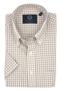 Gingham Check Short Sleeve Cotton Button-Down Sport Shirt in Choice of Colors by Viyella