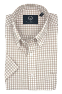 Gingham Check Short Sleeve Cotton Button-Down Sport Shirt in Choice of Colors by Viyella