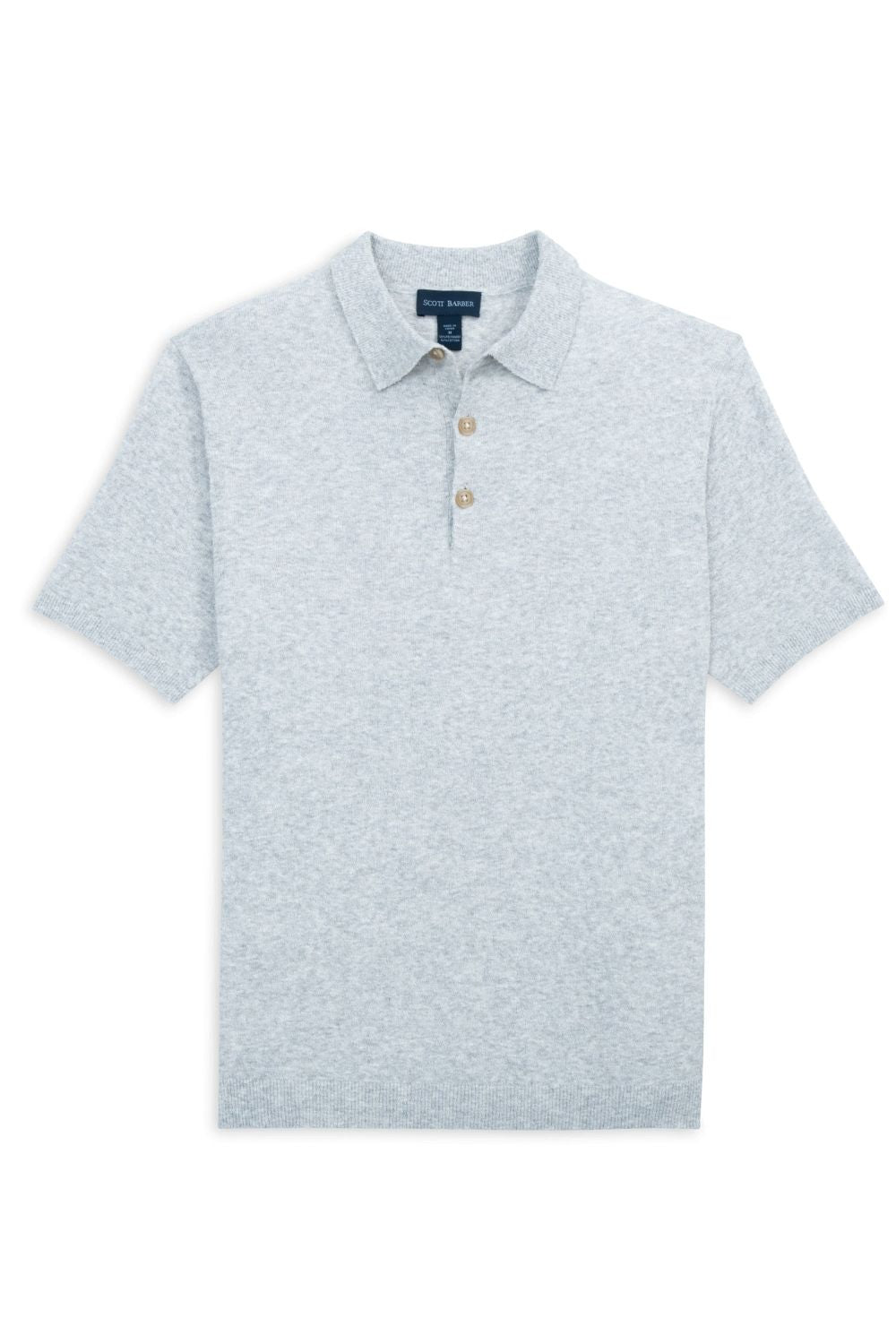 Fine Gauge Bouclé Knit Polo in Silver by Scott Barber