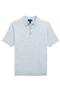 Fine Gauge Bouclé Knit Polo in Silver by Scott Barber