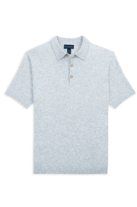 Fine Gauge Bouclé Knit Polo in Silver by Scott Barber