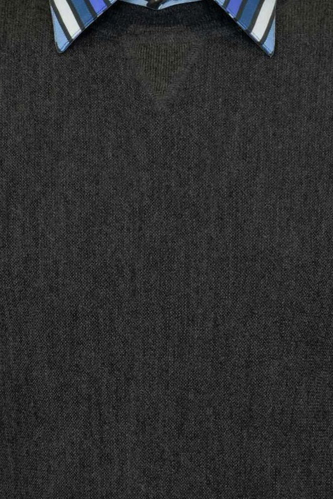 Baby Alpaca 'Links Stitch' Sweatshirt-Style Crew Neck Sweater in Charcoal Heather by Peru Unlimited
