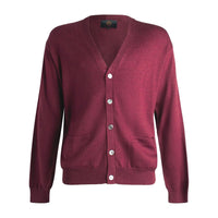 Extra Fine 'Zegna Baruffa' Merino Wool Button Front Cardigan Sweater in Wine Mouline by Viyella