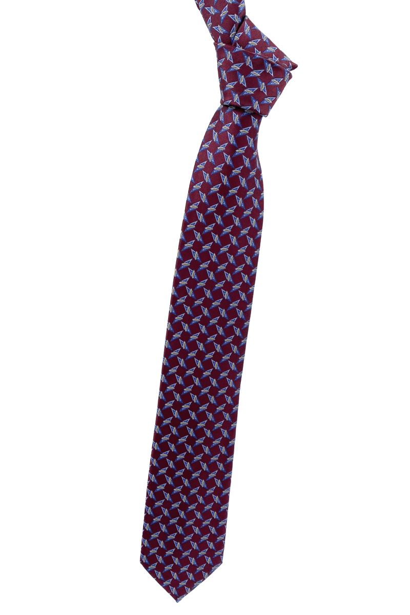 Burgundy and Blue Neat Geometric 'Best of Class' Woven Silk Tie by Robert Talbott