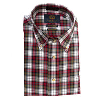 Red and Sage Multi Plaid Cotton and Wool Blend Button-Down Shirt (XX-Large Tall) by Viyella