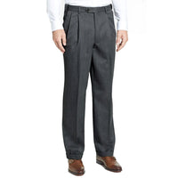 Worsted Wool Gabardine Trouser in Medium Grey (Self Sizer Double Reverse Pleat) by Berle
