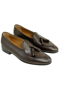Porto Italian Calfskin Tassel Loafer in Brown by Alan Payne Footwear