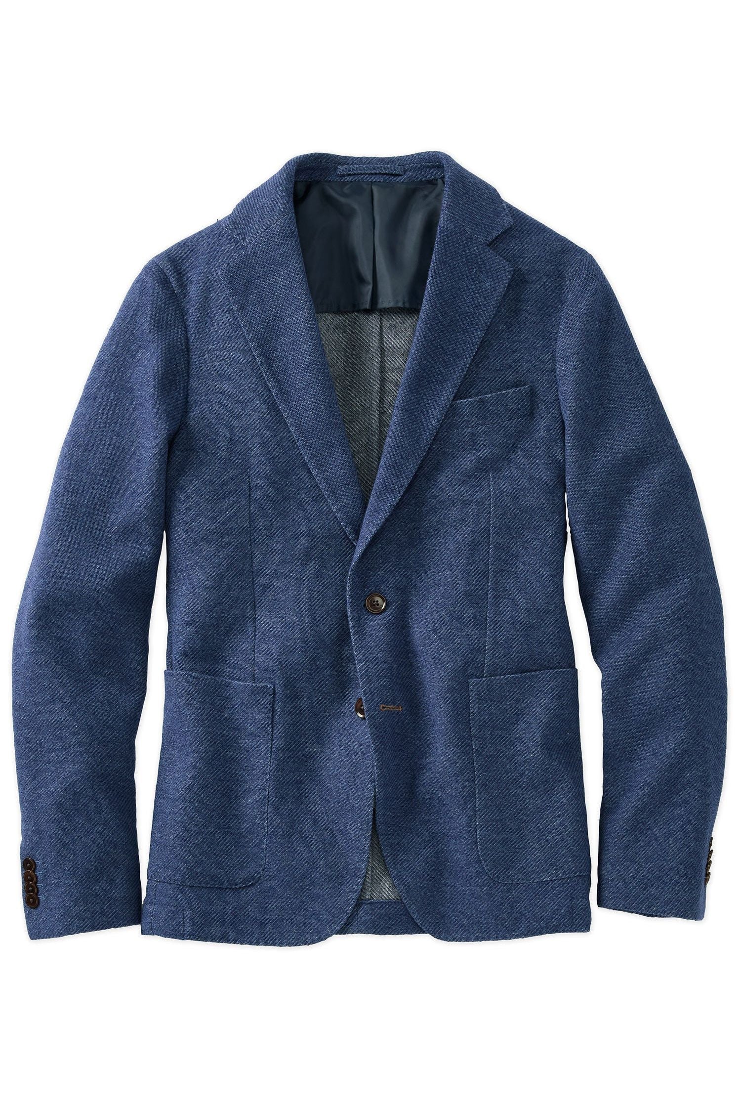 Denim Weave Two-Button Wool/Cotton/Cashmere Blazer in Indigo Heather by Borgo28