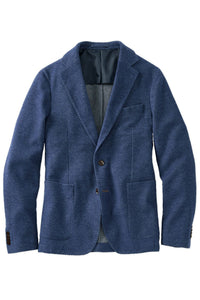Denim Weave Two-Button Wool/Cotton/Cashmere Blazer in Indigo Heather by Borgo28