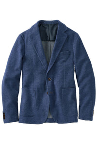 Denim Weave Two-Button Wool/Cotton/Cashmere Blazer in Indigo Heather by Borgo28