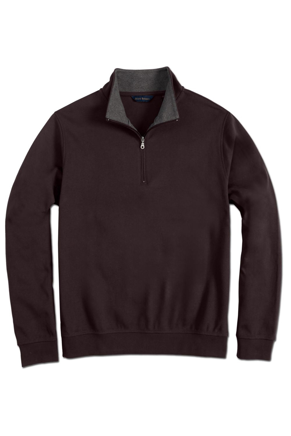 Pima Cotton Zip-Mock Sweatshirt in Dark Chocolate by Scott Barber