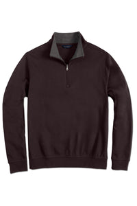 Pima Cotton Zip-Mock Sweatshirt in Dark Chocolate by Scott Barber