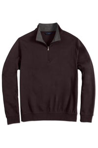 Pima Cotton Zip-Mock Sweatshirt in Dark Chocolate by Scott Barber