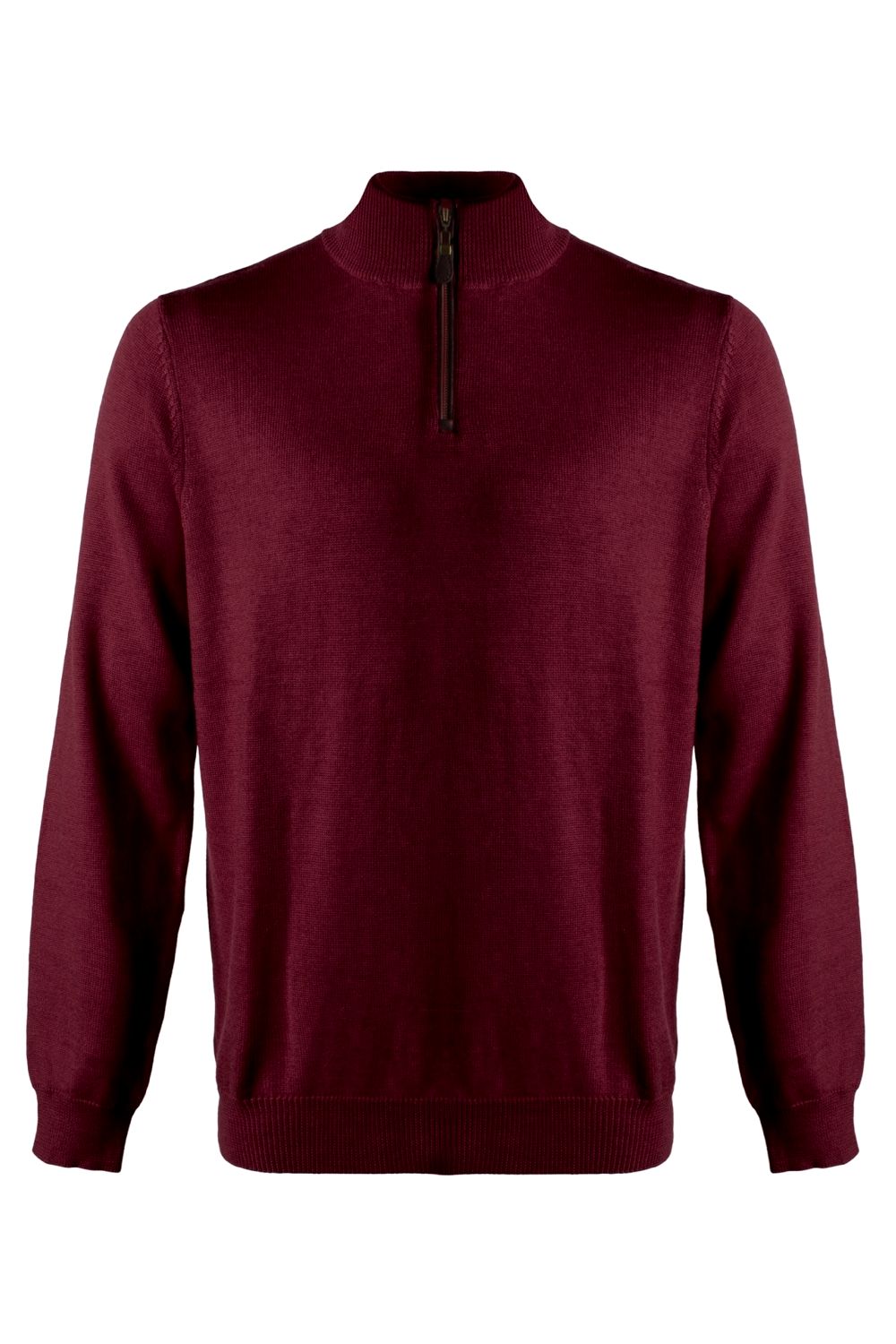 Extra Fine 'Zegna Baruffa' Merino Wool Quarter-Zip Sweater in Buch Red by Viyella
