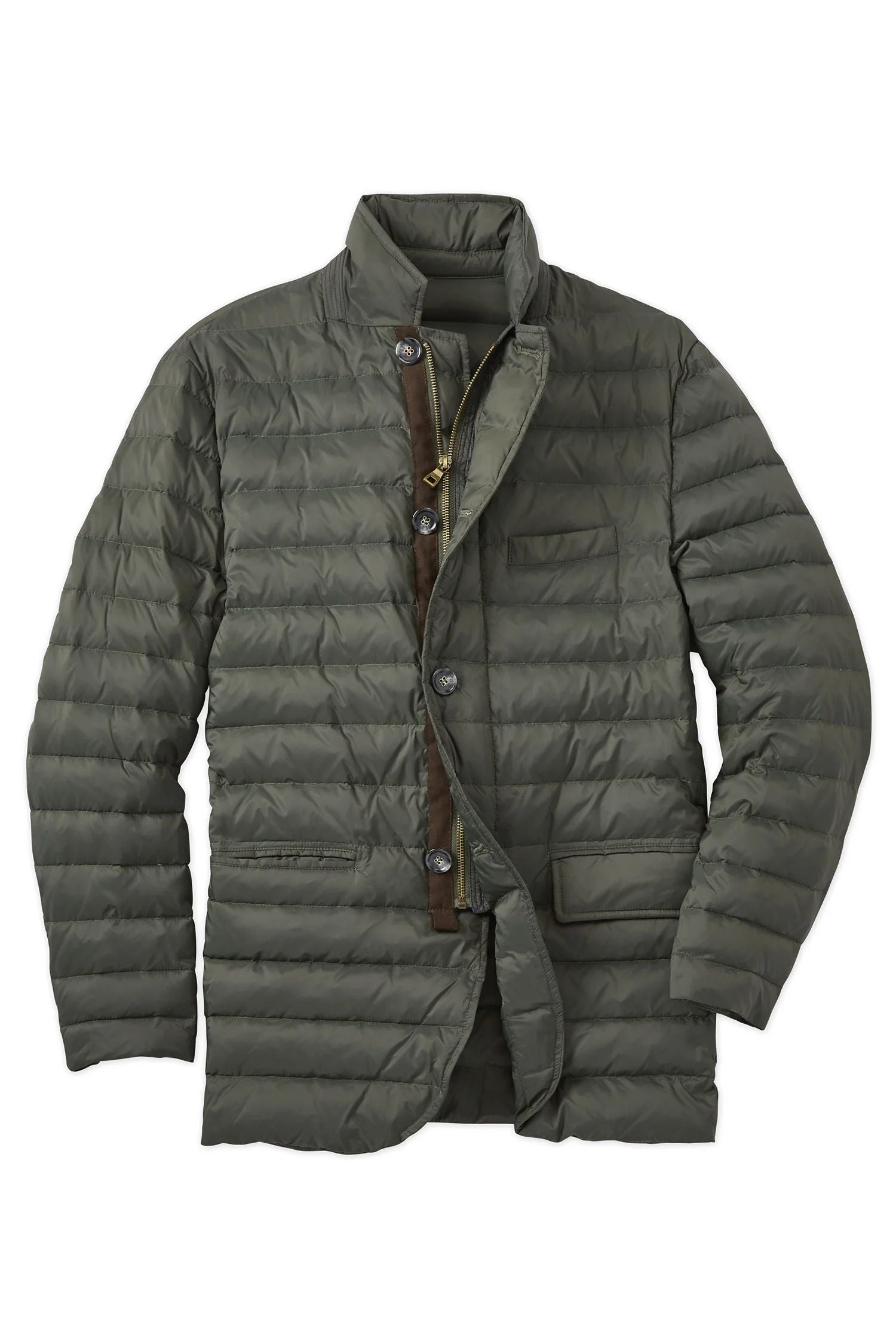 Quilted Down Puffer Jacket in Dark Olive by Borgo28
