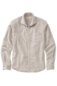 Italian Mélange Brushed Twill Long-Sleeve Sport Shirt in Beige by Borgo28