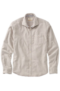 Italian Mélange Brushed Twill Long-Sleeve Sport Shirt in Beige by Borgo28