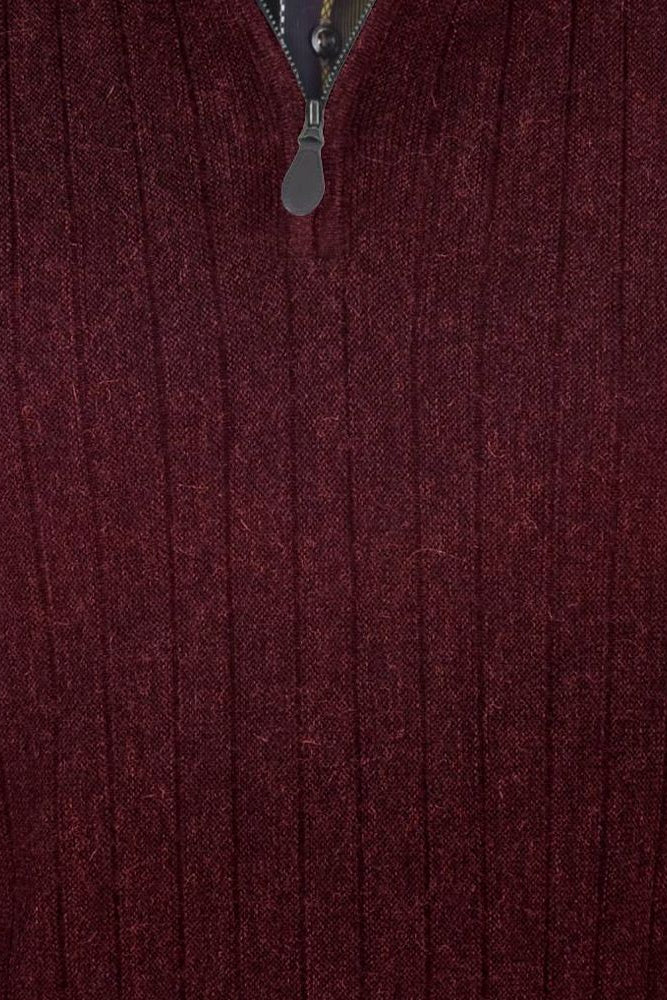 Baby Alpaca 'Links Stitch' Ribbed Zip-Neck Sweater Vest in Wine Heather by Peru Unlimited