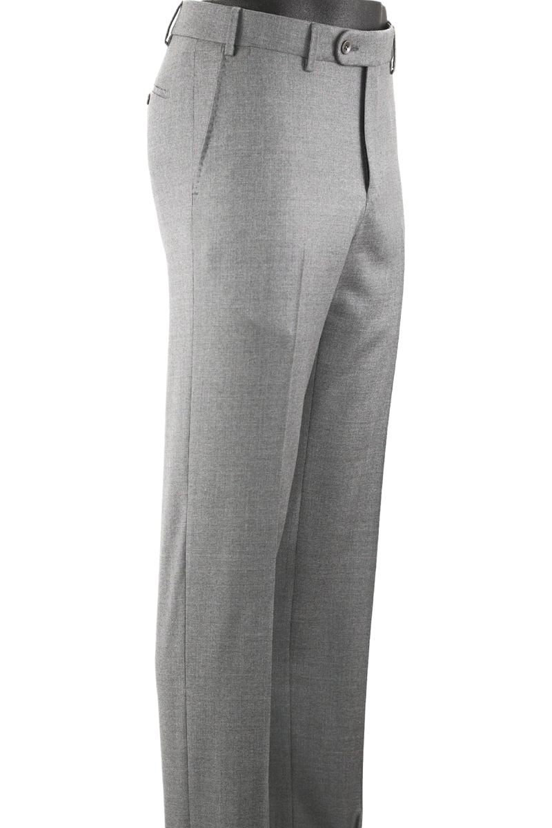 Super 110s Vitale Barberis Canonico Italian Luxury 4 Harness Wool Serge Flat Front Trouser in Light Grey (Choice of Fits) by 6 East by Ballin