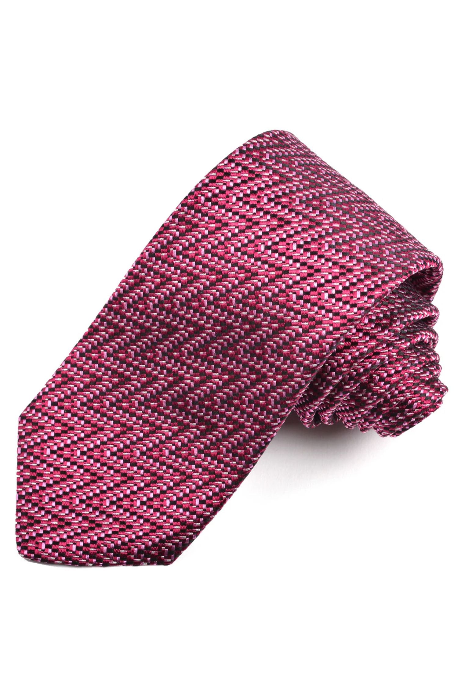 Berry, Pink, Black, and Latte Missoni Chevron Woven Silk Jacquard Tie by Dion Neckwear