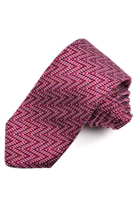 Berry, Pink, Black, and Latte Missoni Chevron Woven Silk Jacquard Tie by Dion Neckwear