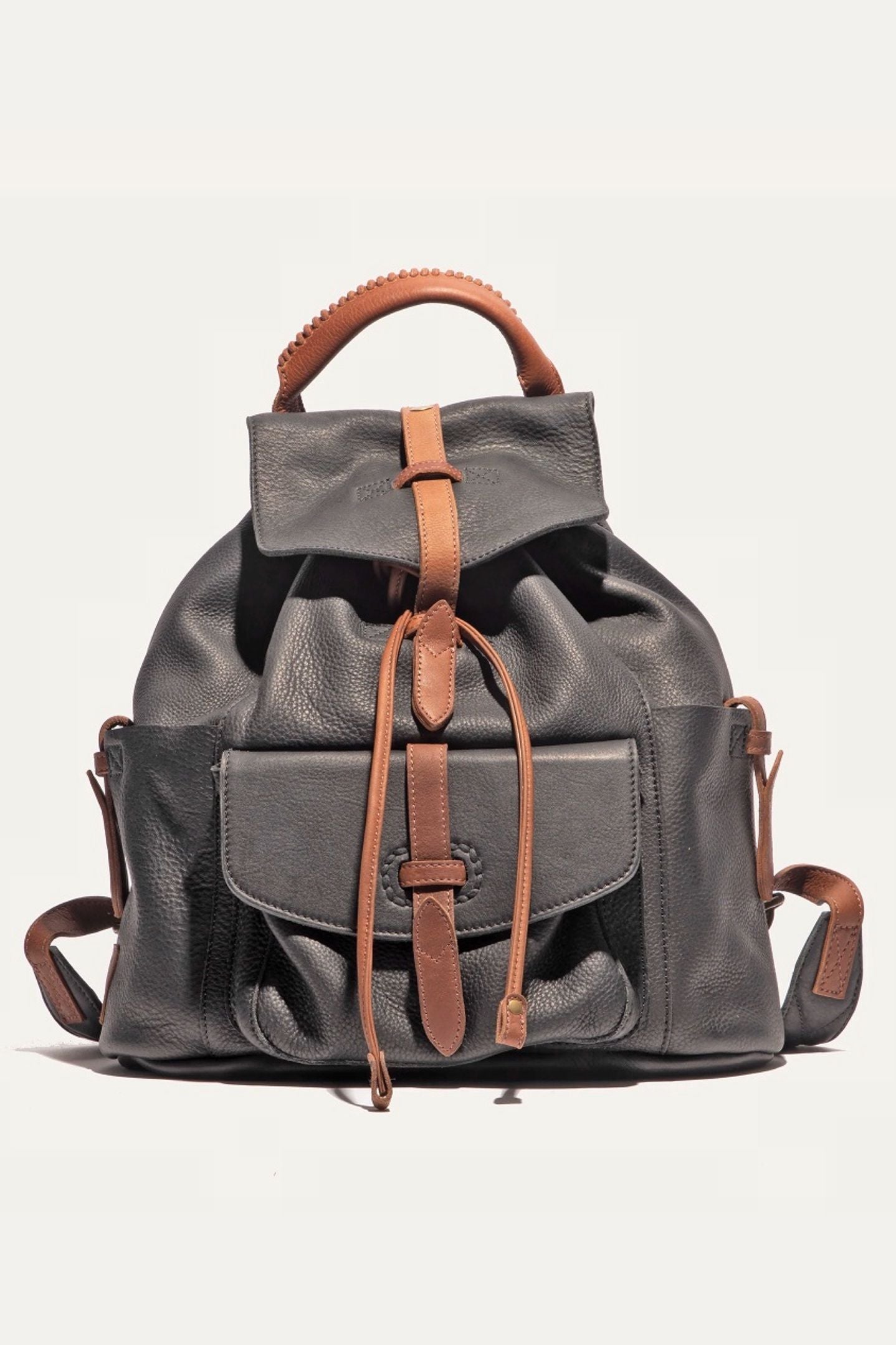 Rainier Leather Backpack in Black/Cognac by Will Leather Goods display picture 2