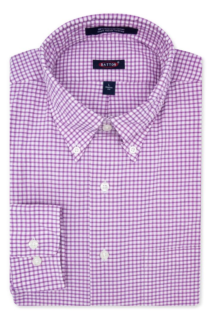'Hayes' Berry Check Performance Seersucker Long Sleeve Beyond Non-Iron® Sport Shirt by Batton