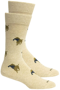 'Church' Hunting Dog Patterned Cotton Socks in Oatmeal by Brown Dog Hosiery