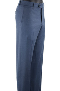 Cashmere and Wool Italian Flannel Comfort-EZE Trouser in Blue Mix (Flat Front Models) by Ballin