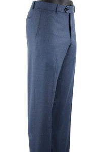 Cashmere and Wool Italian Flannel Comfort-EZE Trouser in Blue Mix (Flat Front Models) by Ballin
