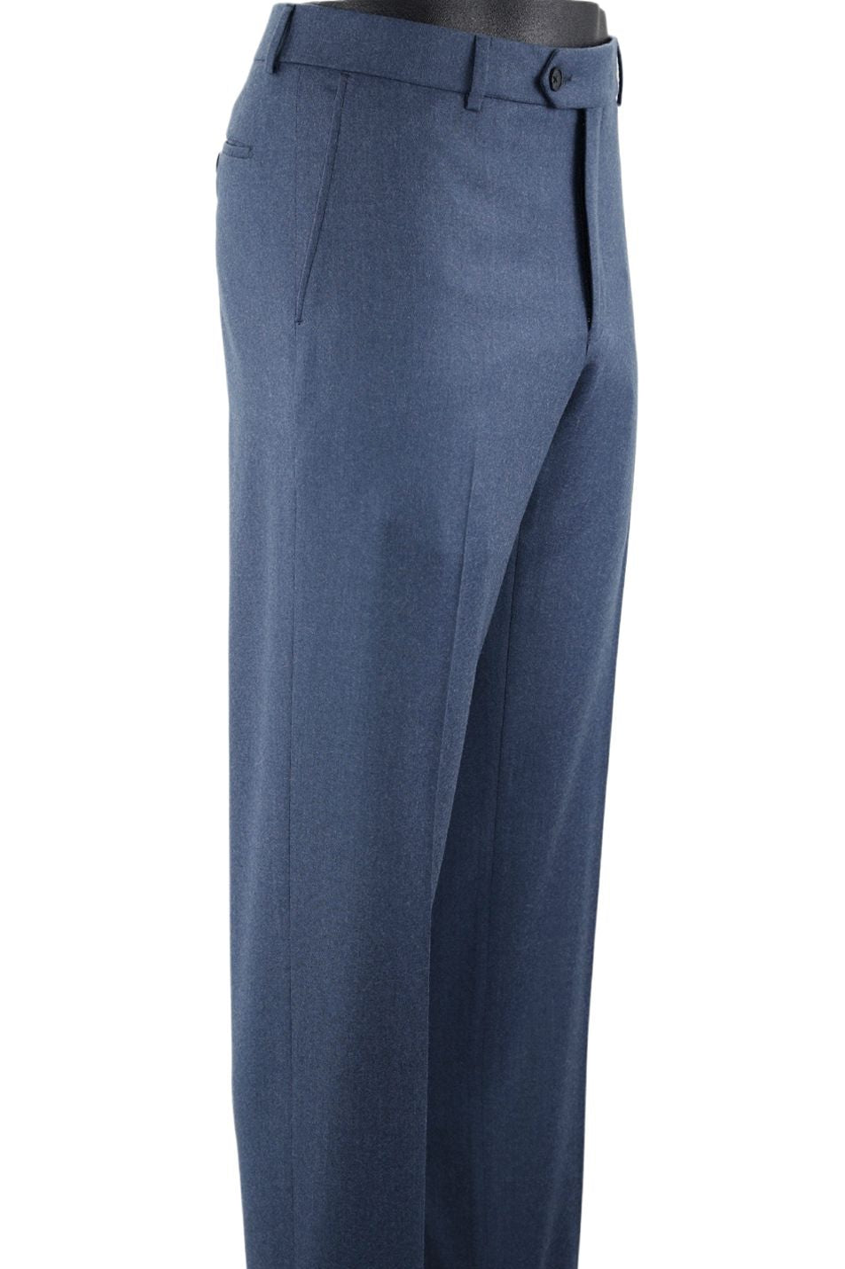 Cashmere and Wool Italian Flannel Comfort-EZE Trouser in Blue Mix (Flat Front Models) by Ballin