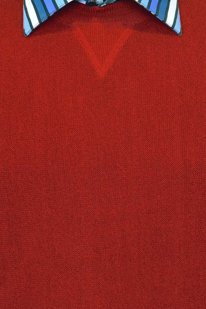 Baby Alpaca 'Links Stitch' Sweatshirt-Style Crew Neck Sweater in Rouge Red by Peru Unlimited