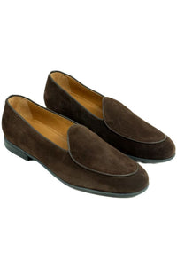 Primo Italian Suede Dress Loafer in Dark Brown by Alan Payne Footwear