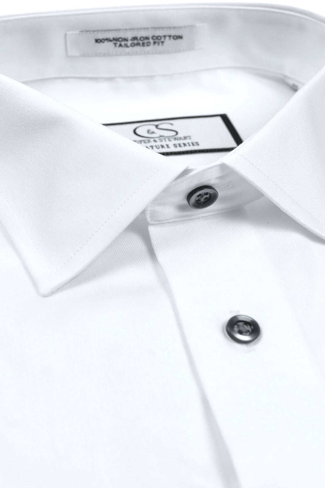 Michelin White Cavalier Twill 'Signature Series' 100s 2-Ply Cotton Dress Shirt by Cooper & Stewart