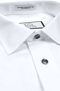 Michelin White Cavalier Twill 'Signature Series' 100s 2-Ply Cotton Dress Shirt by Cooper & Stewart