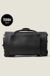 Nova - The Original Leather Garment Roller Duffle in Jet Black by Wool & Oak