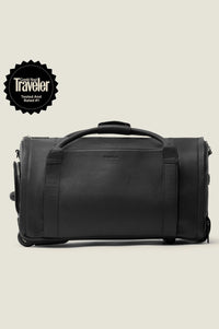 Nova - The Original Leather Garment Roller Duffle in Jet Black by Wool & Oak