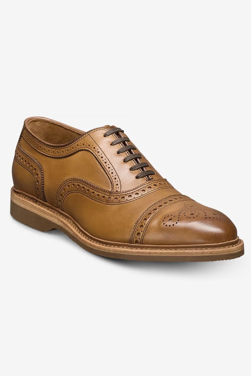 Strand Verse Cap-Toe Oxford Dress Shoe with Perf Detailing in Walnut Leather by Allen Edmonds