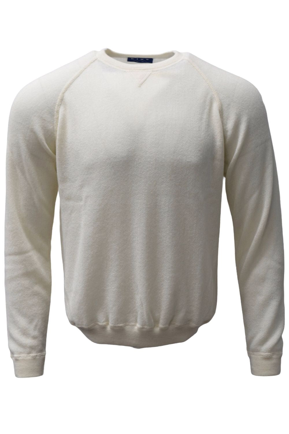 Baby Alpaca Links Knit Raglan Sleeve Sweatshirt-Style Sweater in Off White by Blue 1899