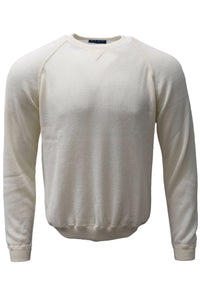 Baby Alpaca Links Knit Raglan Sleeve Sweatshirt-Style Sweater in Off White by Blue 1899