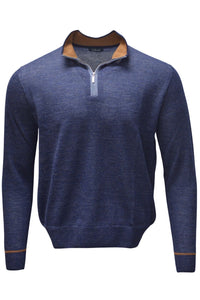 Baby Alpaca Mélange Quarter-Zip Sweater in Indigo by Blue 1899
