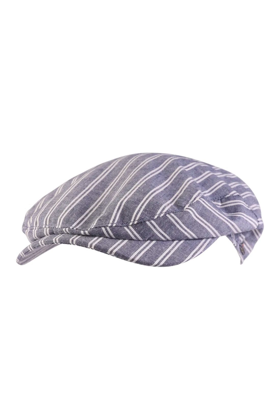 Ivy Classic Cap in Lightweight Blue Stripe Denim (Size 62) by Wigens